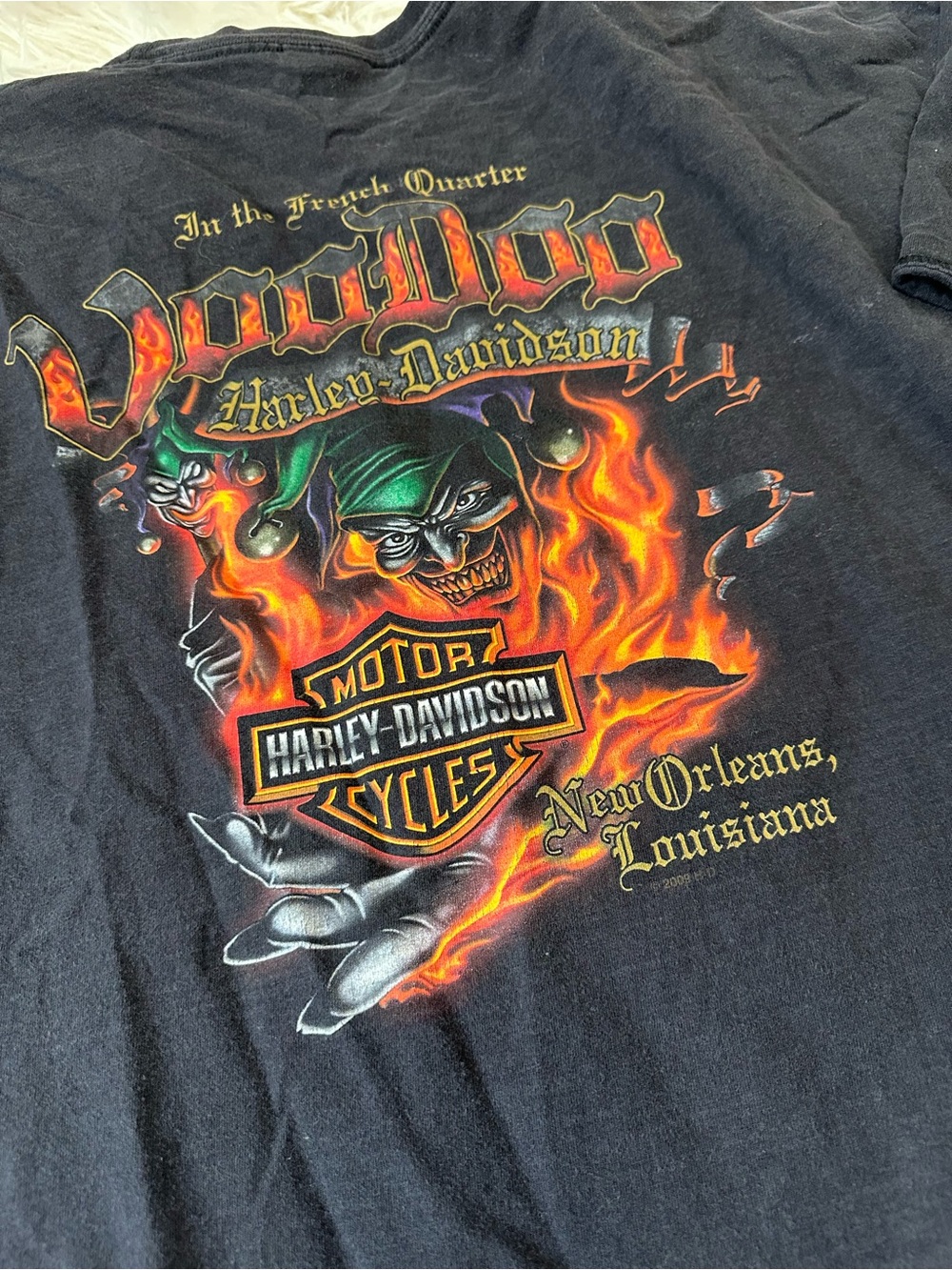 Vintage 90s Harley-Davidson Black Tee New Orleans VooDoo Jester